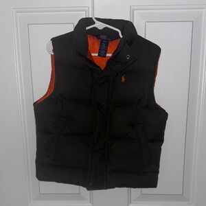 Polo by Ralph Lauren Kids Dark Grey and Orange Puffer Vest